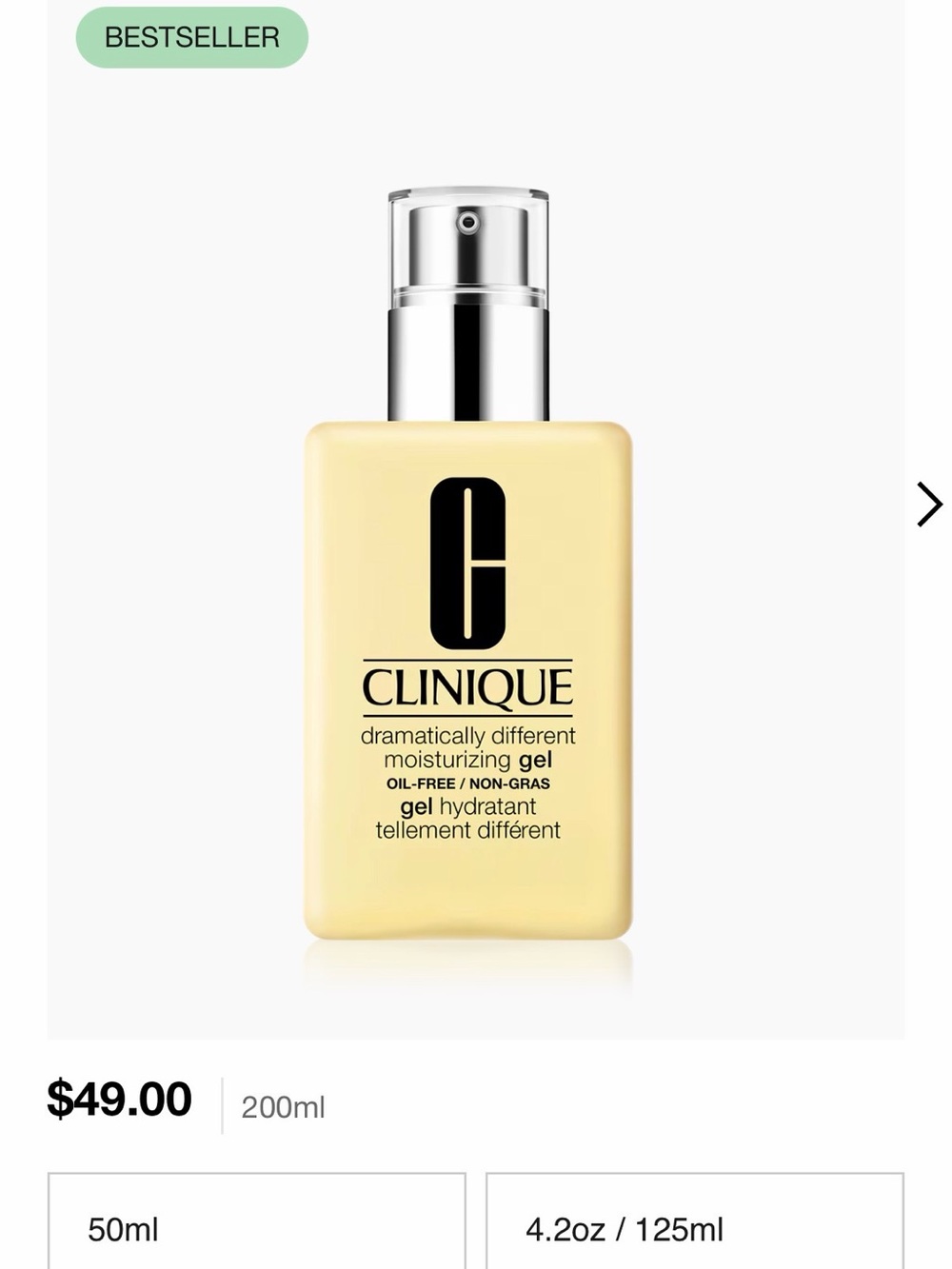 Clinique Dramatically Different Moisturizing Gel - Pale Yellow with Silver Pump